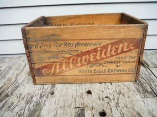 Vintage Allweiden Beer Bottle Crate White Eagle Brewing Chicago Illinois Rare