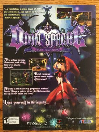 Odin Sphere Playstation 2 Ps2 2007 Atlus Rare Vintage Video Game Poster Ad Art