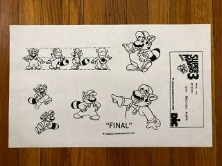 Mario Bros 3 Model Sheet Cel Dic Animation City 1990 Raccoon Nintendo Wow