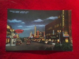 Vintage Fremont Street Looking East Las Vegas Casino Nevada Linen Postcard
