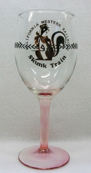 Vintage California Western Railroad Skunk Train Wine Glass