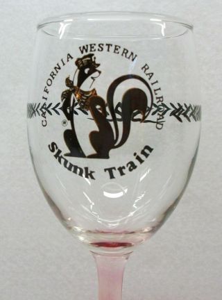 Vintage California Western Railroad Skunk Train wine glass 2