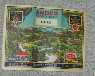 1929 Amoco Ohio Road Map