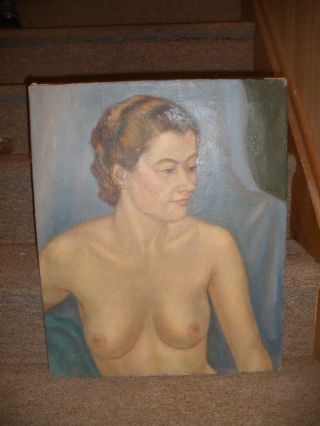 Listed American Artist Carl Buck Wpa Era Nude Woman Portrait Oil Painting 1