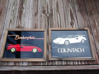 2 Pictures Lamborghini Countach 17 " X 13 " Framed Glass Graphic Creations Inc.