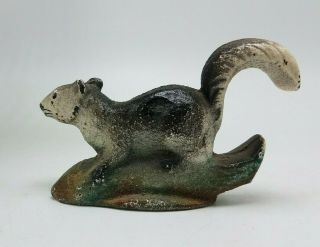 Antique Cast Iron Metal Squirrel Animal Figure Bottle Opener Hand Painted Rare