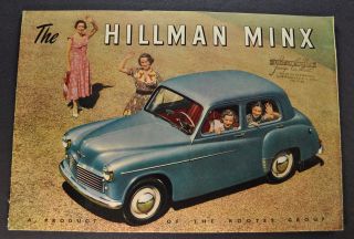 1950 Hillman Minx Sales Brochure Folder 50