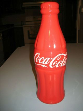 Coca Cola Company Coke Soda Bottle Ceramic Red Coin Bank Large 12 " Tall