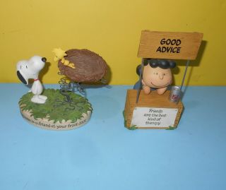 Hallmark Good Advice Therapy Booth Peanuts Lucy Figurine W/snoopy Woodstock Nest