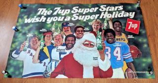 7up Store Advertising Poster Stars Larry Bird Earl Campbell Magic Vintage