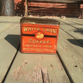 Antique Coffee Tin White Swan Toronto Canada