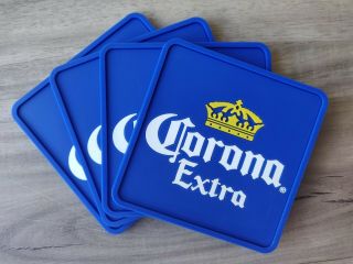 Set Of 4 Corona Rubber Drink Coasters Bar Mat Runner
