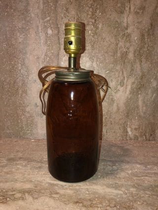 Vintage Amber Fruit Jar Mason’s Patent Nov 30th 1858 Lamp