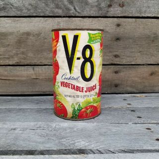 Vtg V - 8 Can Vegetable Juice Tomato Cocktail Old Store Stock Food Product Grocery