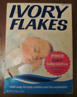 Vintage Ivory Flakes Soap 32oz Giant Size Box Baby Clothes Early 1970s
