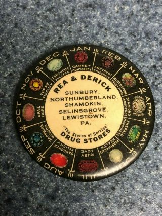 Sunbury Pa Northumberland Rea & Derick Drug Store Celluloid Pocket Mirror
