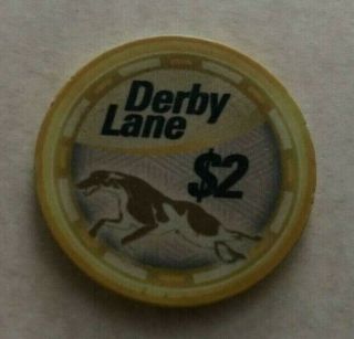Derby Lane $2 Casino Chip Poker Room Greyhound Racing St.  Petersburg,  Fl
