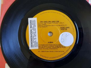 Abba On And On Australia Zealand Demonstration Label 7 " No Victor Logo