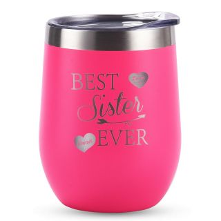 Stainless Steel Wine Tumbler With Lid 12oz Insulated Stemless Novelty Sippy Cup