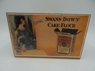 Vintage Wooden Desk Organizer / Crate Advertising Swans Down Cake Flour