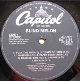 RARE BLIND MELON LP VINYL 1992 UK PRESSING CAPITAL RECORDS 3