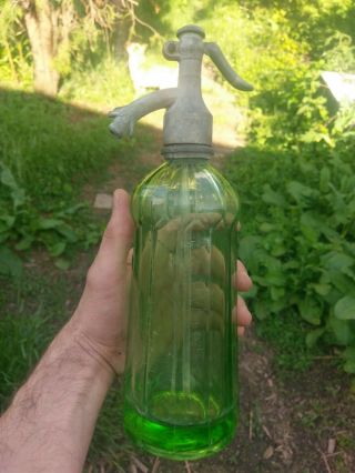Green Marquise Shape Seltzer Soda Bottle