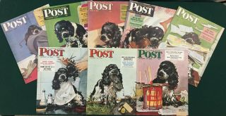 Al Staehle Cocker Spaniel Covers Only (8) Saturday Evening Post Mag 1940 