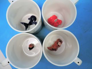 4 Short Subjects (whale & Yorkie Dog,  Otter & Crab) In Bottom Of The Mug