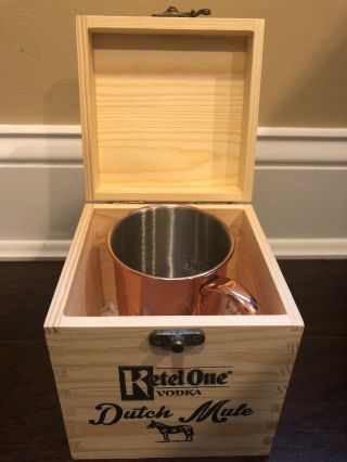 Ketel One Mule Mug 16 oz.  Yankees Logo Stainless Steel Copper w/ 5x5 wooden box 4