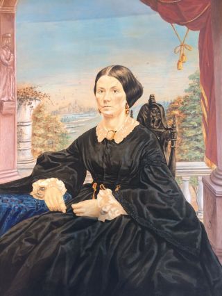 Mid 19th Century American Watercolor Portrait Of Mrs.  Pratt
