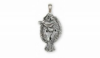 Flounder Pendant Jewelry Sterling Silver Handmade Fish Pendant Fe1 - P