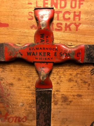 Johnnie Walker Red Label Vintage/Antique 1950 ' s Wooden Box/Crate.  Metal Strap. 2