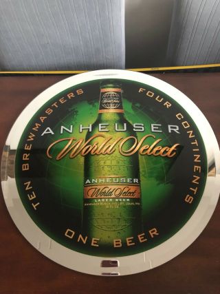 Anheuser Busch World Select Beer Sign / Mirror 23 " Round - Rare