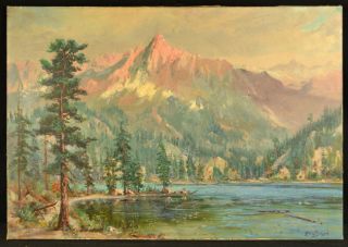 Early California Sierra Madre Mountain Oil Painting Listed Signed Leonard Borman