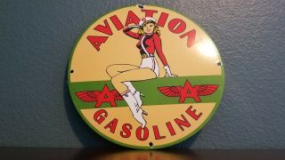 Vintage Flying A Gasoline Porcelain Gas Military Girl Service Station Pump Sign