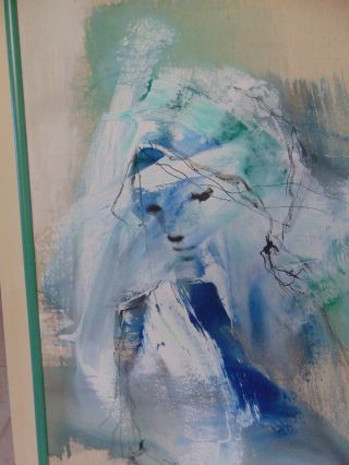 GINO HOLLANDER (1924 - 2015) - ABSTRACT - BLUE GIRL - ON CANVAS,  SIGNED,  FRAMED 2