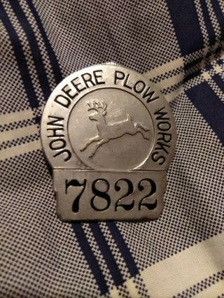 John Deere Plow Employee Badge Moline Il 7822