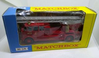 King Size Merryweather Fire Engine Truck Matchbox Lesney K - 15 With Box