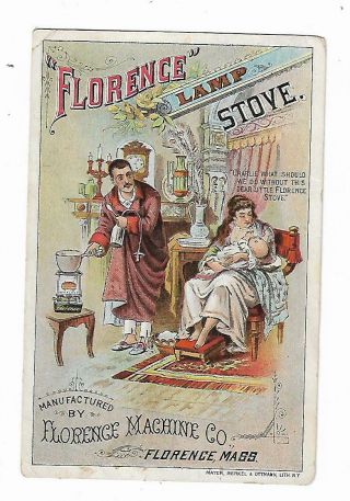 Old Trade Card Florence Lamp Stove Florence Machine Co Florence Ma Family Baby