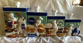 Danbury Pillsbury Doughboy Ceramic 8 Pc Canister Set Flour Sugar Tea Coffee