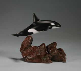 Orca Sculpture Direct From John Perry 6in Tall Medium Uptail Version.