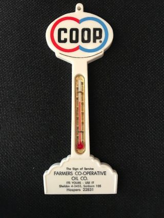 Vintage Coop Pole Sign Farmers Gas Oil Feed Seed Iowa Thermometer