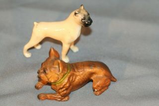1920s K&o Metal Novelties Co.  French Bull Dog & Bone China Boxer Figurines