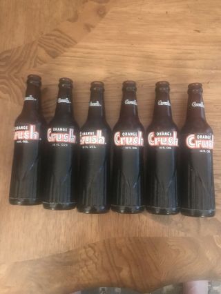 Set Of 6 - Vintage Brown Glass Orange Crush Bottles