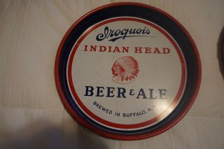 Old Iroquois Indian Head Beer & Ale Tin Serving Tray Brewing Buffalo York Ny