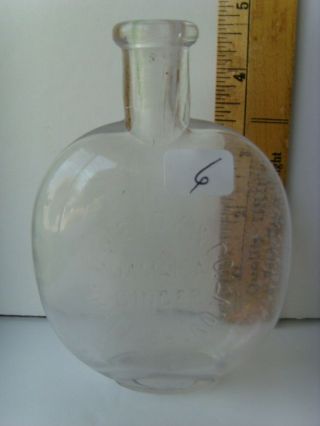 Antq “jamaica Ginger - Brattleboro Vt.  " Pumpkin Seed Flask ¼ Pint 1880 - 1910 53/6