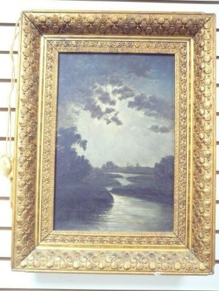 19th Century Oil On Canvas River Scene - Unsigned