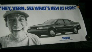 1986 JIM VARNEY ERNEST P WORRELL Ford Taurus Advertising Poster/Banner 2