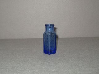 Cobalt Blue Bottle Embossed With " Poison " On Two Sides Vintage