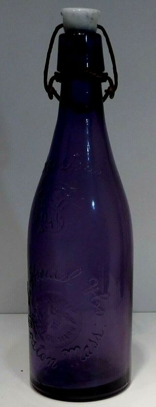 C1900 Purple - Amethyst Blob Beer Bottle - L.  Speidel & Co.  Boston,  Mass.